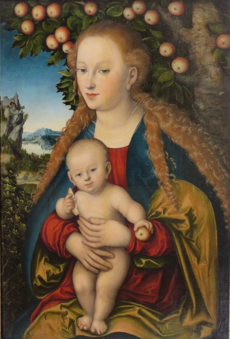Madonna och barnet Jesus under äppelträdet - Lucas Cranach den äldre