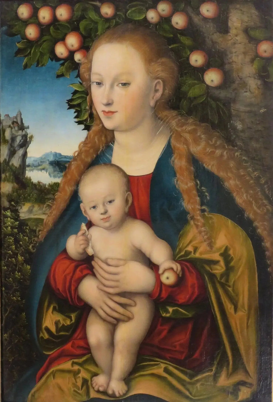 Madonna och barnet Jesus under äppelträdet - Lucas Cranach den äldre