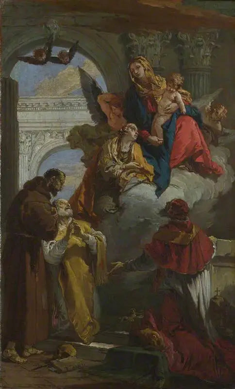 Madonna och barnet som uppenbarar sig för en grupp helgon - Giovanni Battista Tiepolo