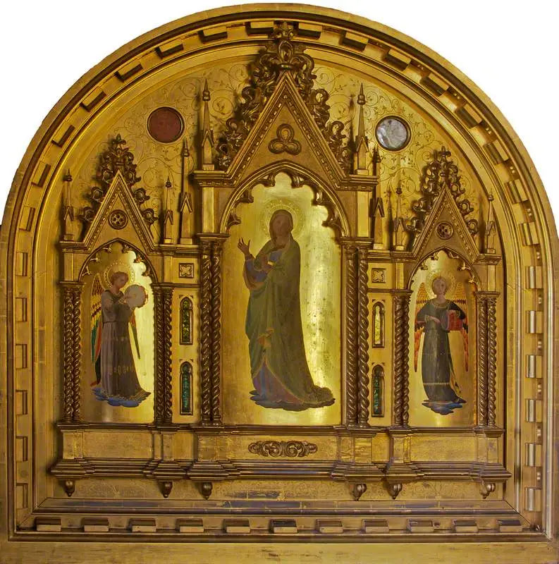 Jungfrun, flankerad av musikeränglar - Fra Angelico