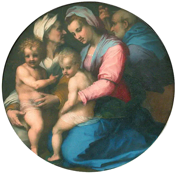 Madonna, barn Jesus, heliga Elisabeth och den lilla helige Johannes - Andrea del Sarto