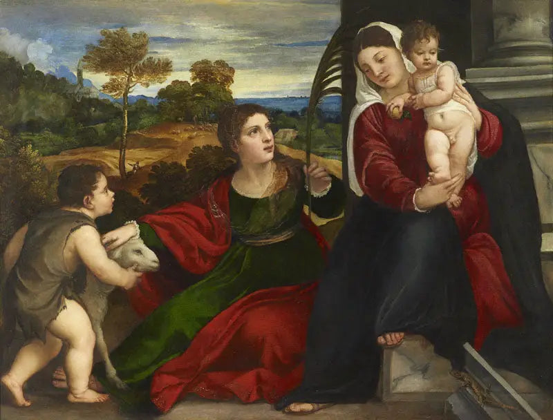 Madonna, barnet, heliga Agnes och helige Johannes Döparen - Titian