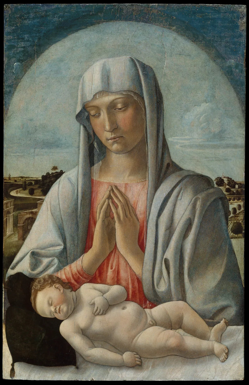 Madonna som dyrkar den sovande Jesusbarnet - Giovanni Bellini