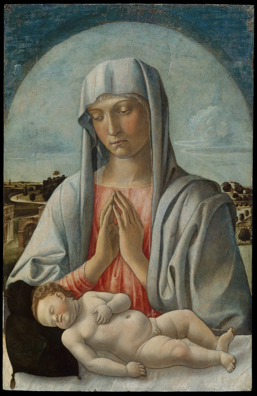 Madonna som dyrkar den sovande Jesusbarnet - Giovanni Bellini