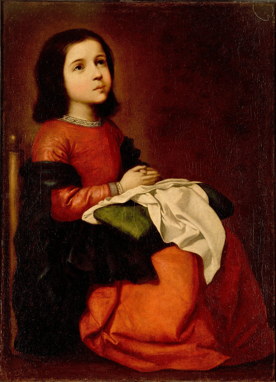 Jungfru Maria som ett barn som ber - Francisco de Zurbarán