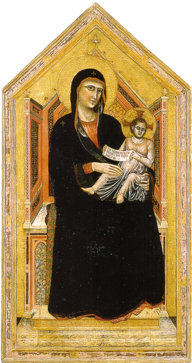 Jungfru Maria sittande med ett barn - Master of Saint Cecilia