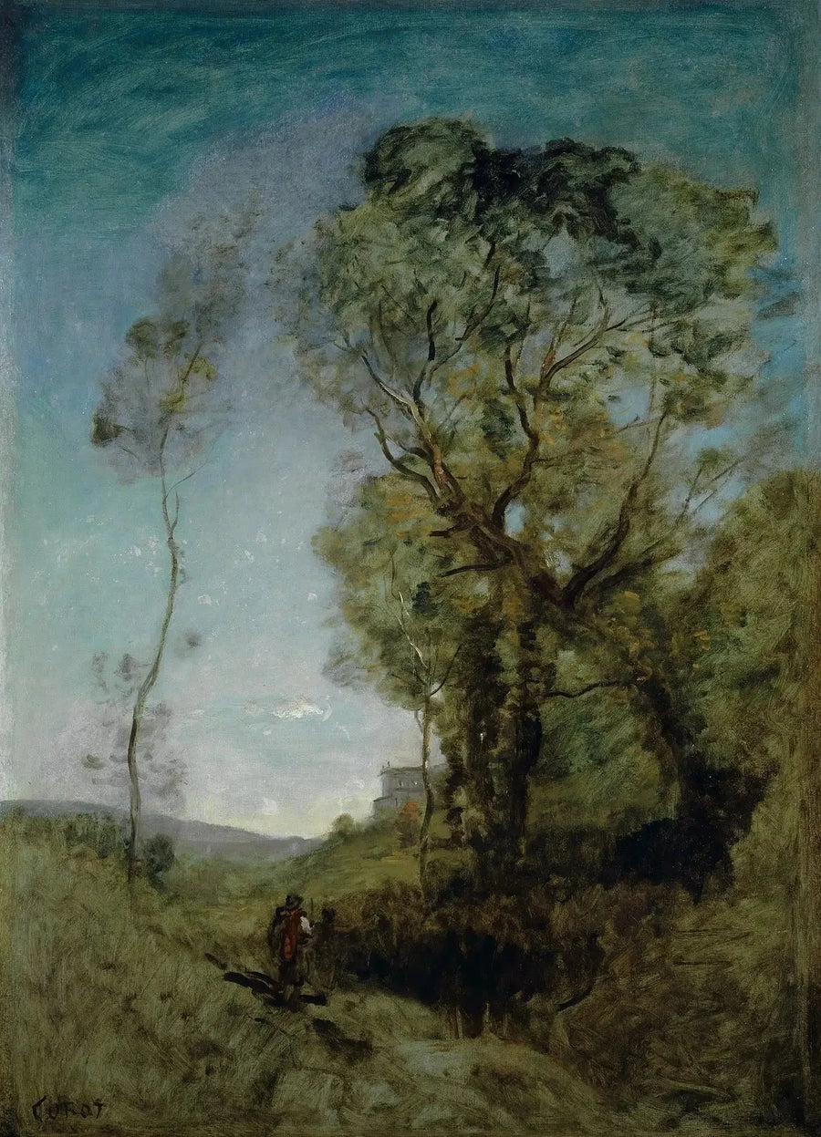 Den italienska villan bakom tallarna - Jean-Baptiste Camille Corot