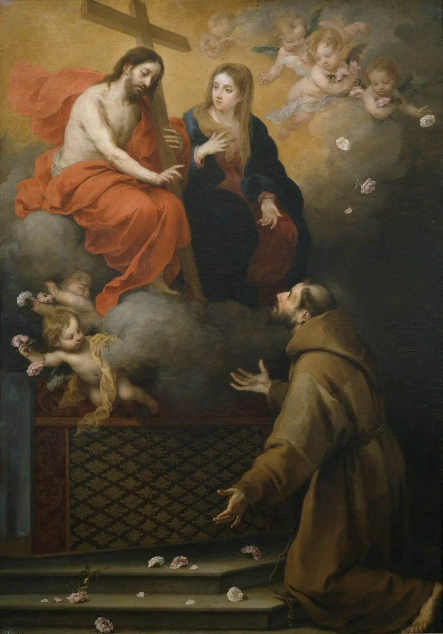 Saint Franciscus vision vid Portioncule - Bartolomé Esteban Murillo