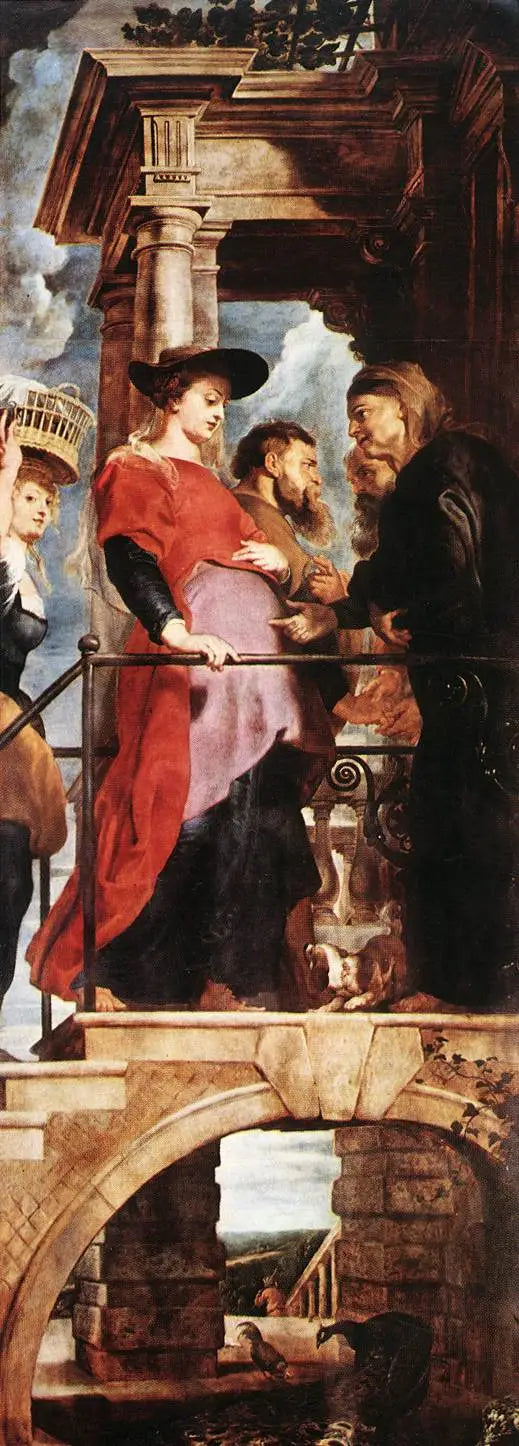 Besöket (vänstra panelen av triptyken) - Peter Paul Rubens