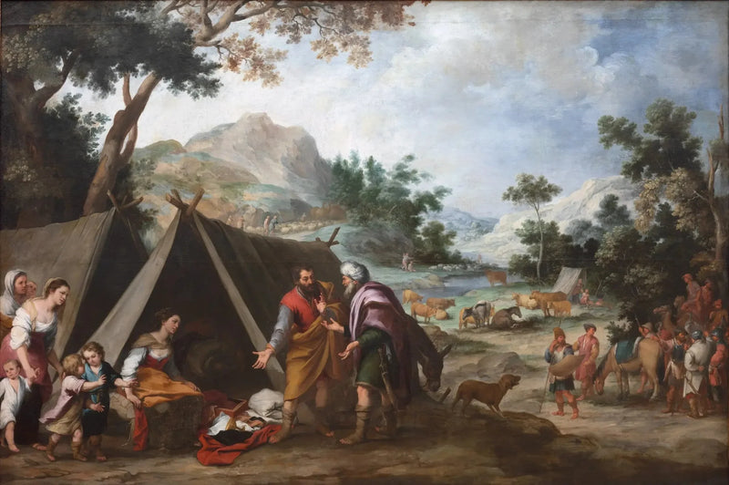 Laban på jakt efter sina stulna husgudar - Bartolomé Esteban Murillo