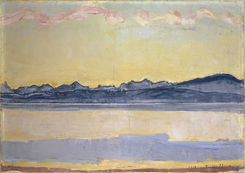 Genèvesjön och Mont Blanc-kedjan vid gryningen - Ferdinand Hodler