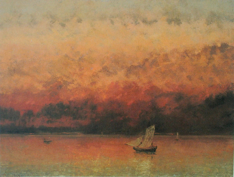 Lac Léman, solnedgång - Gustave Courbet