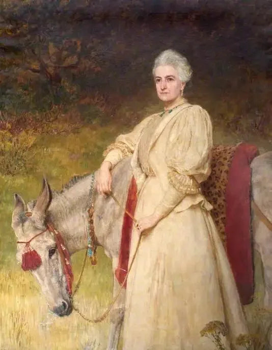 Lady Harriet Sarah Wantage (1837–1920) med sin egyptiska åsna - Briton Rivière