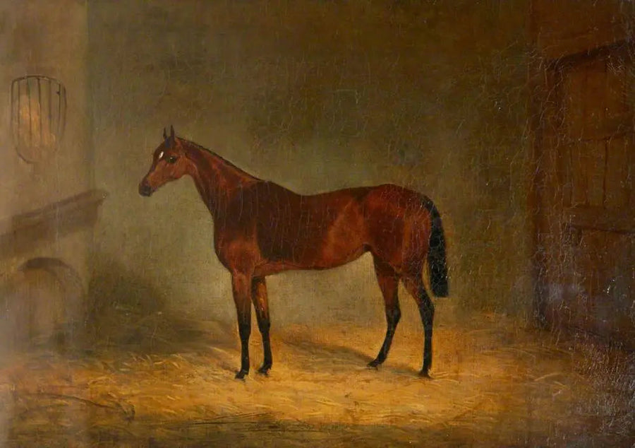 "Lady Liverpool", en brunt häst i ett stall - John Frederick Herring, Sr.