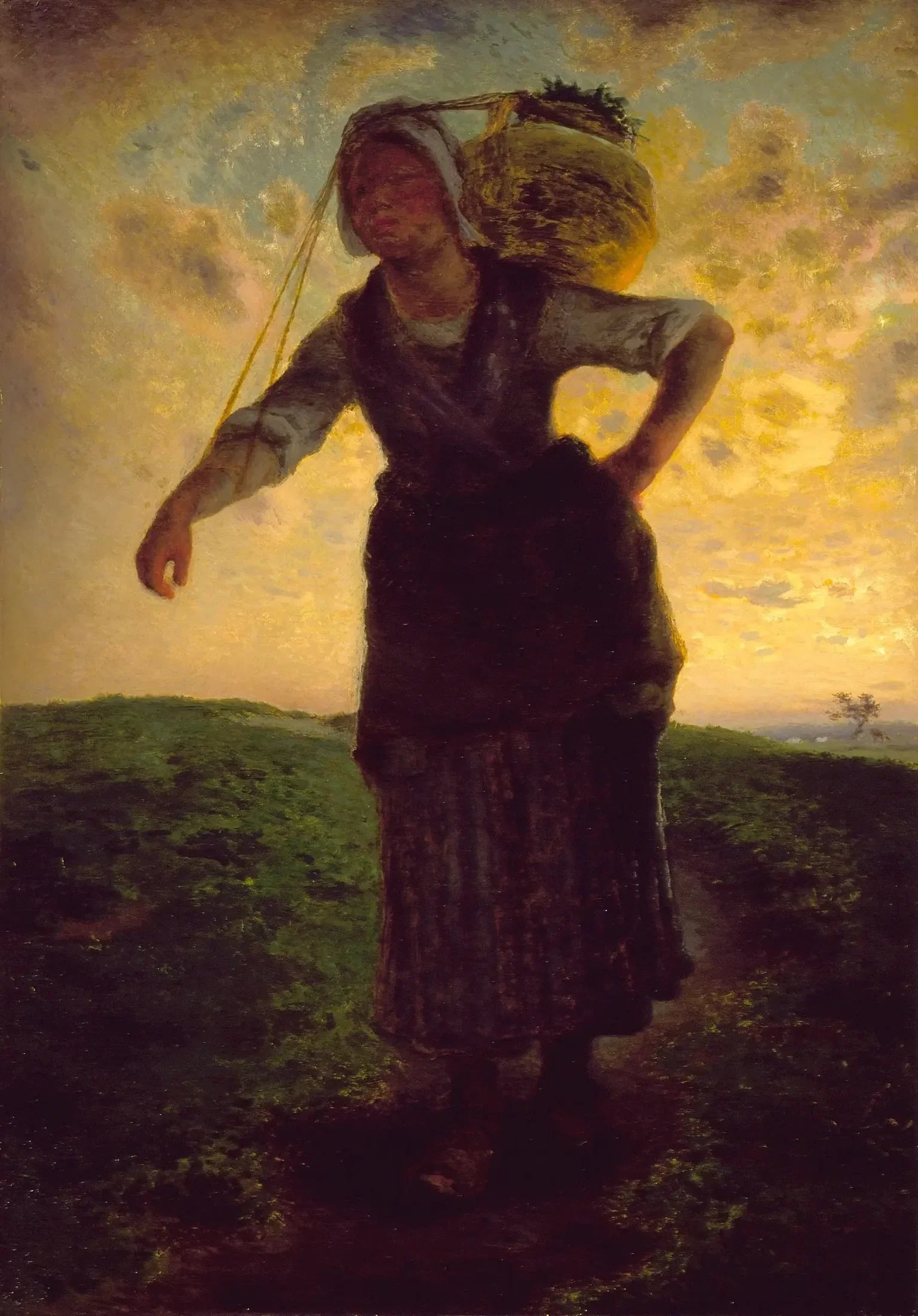 Laitière normande à Gréville - Jean-François Millet image 1 copie peinte à la main à l’huile