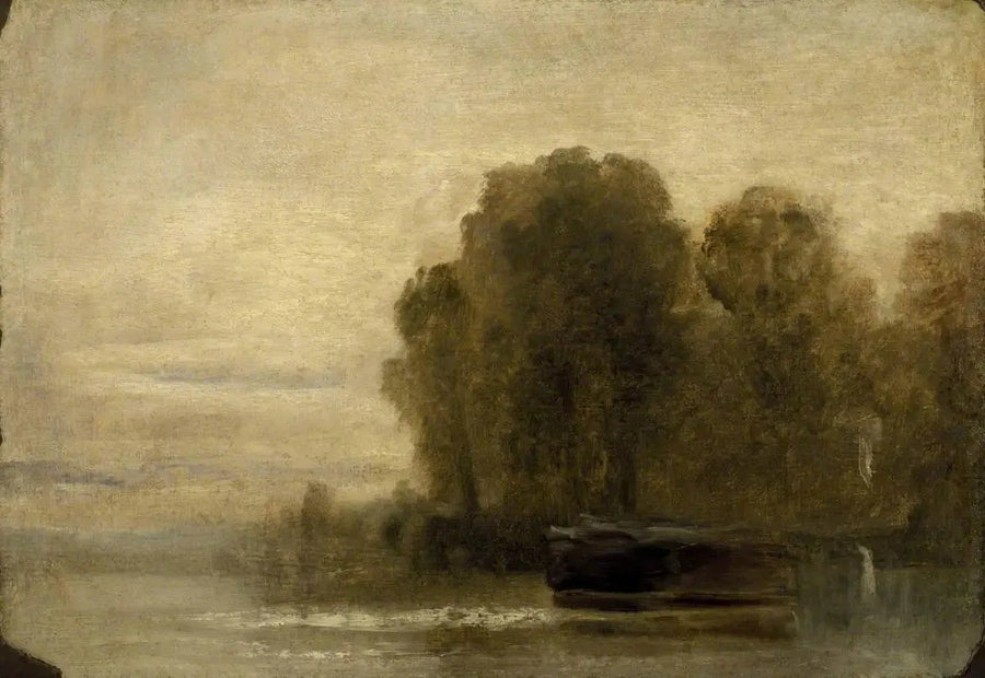 Sjö eller Flod med Träd till Höger - J. M. W. Turner