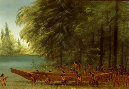 Lansering av en kanot - Nayas-indianer - George Catlin