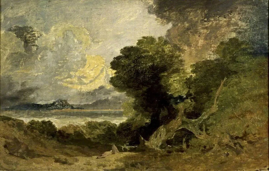 Landskap med sjö och fallen träd - J. M. W. Turner