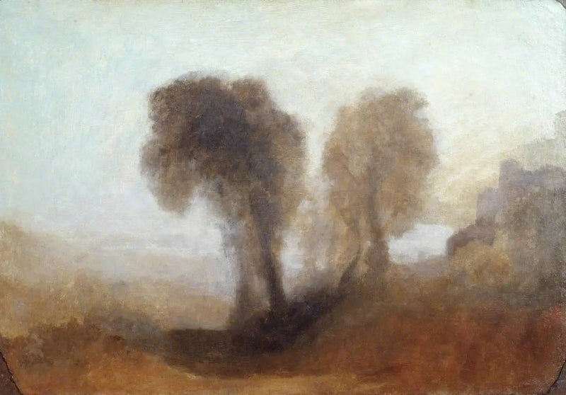 Landskap med träd och ett slott - J. M. W. Turner
