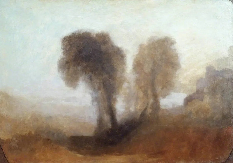 Landskap med träd och ett slott - J. M. W. Turner