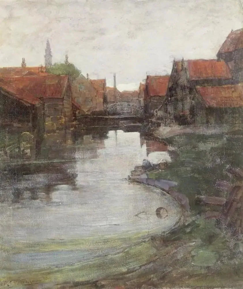 Lange Bleekerssloot med väktartornet i väster - Piet Mondrian