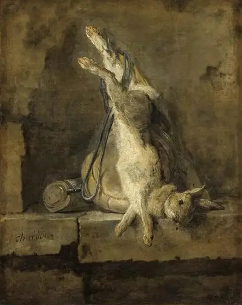 Döda kaninen och jaktutrustning - Jean Siméon Chardin