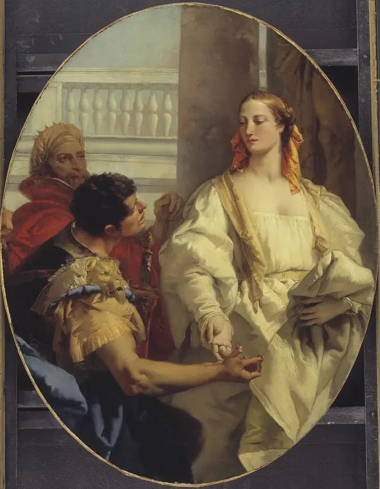 Latinus som ger sin dotter Lavinia i äktenskap till Aeneas - Giovanni Battista Tiepolo