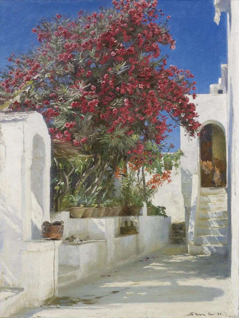 Rosbuskar i blom, Capri - Peder Severin Krøyer
