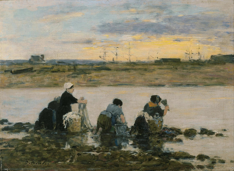 Tvättare vid floden - Eugène Boudin