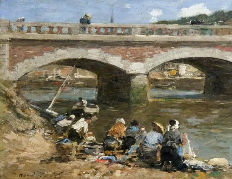Tvättare vid Touques strand - Eugène Boudin