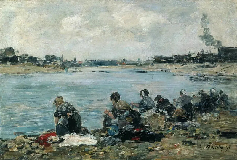 Tvättmaskiner vid Touques - Eugène Boudin