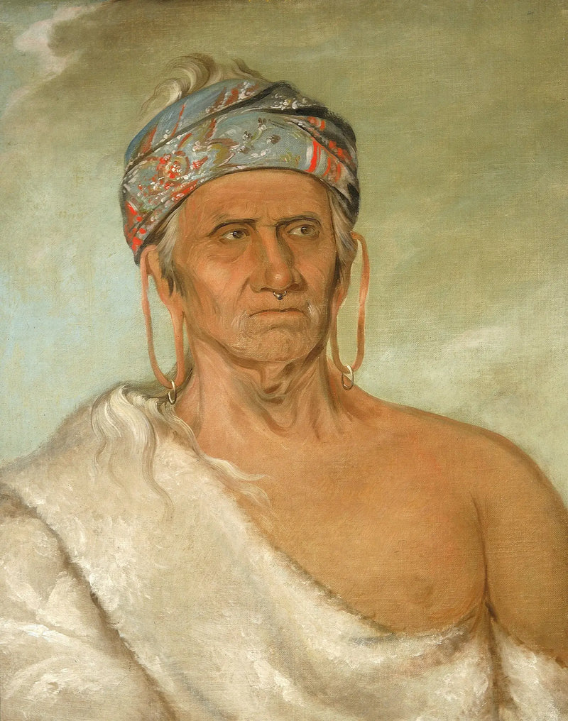 Lay-láw-she-kaw, flyttar uppströms floden, en gammal ledare - George Catlin