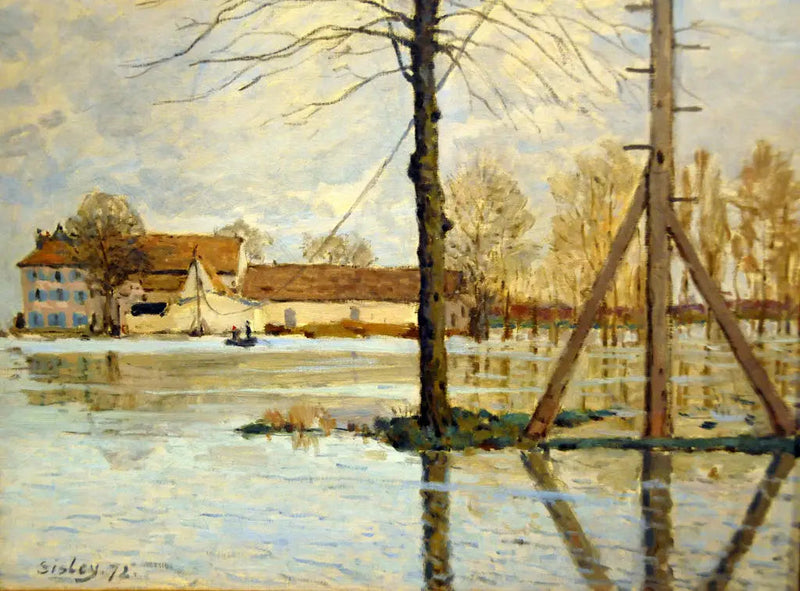 Bac de l'île de la Loge, översvämning - Alfred Sisley
