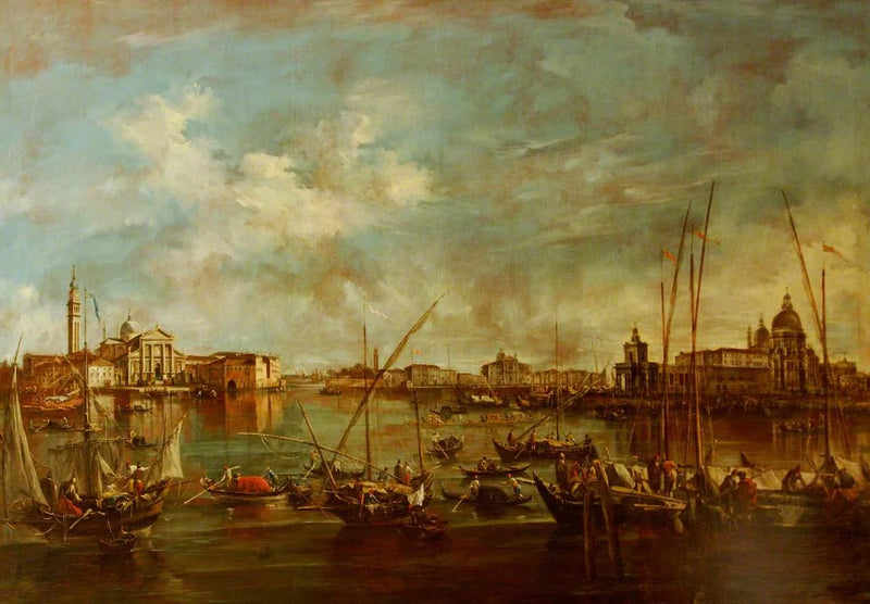 San Marco-bassinetten med San Giorgio Maggiore och Santa Maria della Salute kyrkorna, Venedig - Francesco Guardi