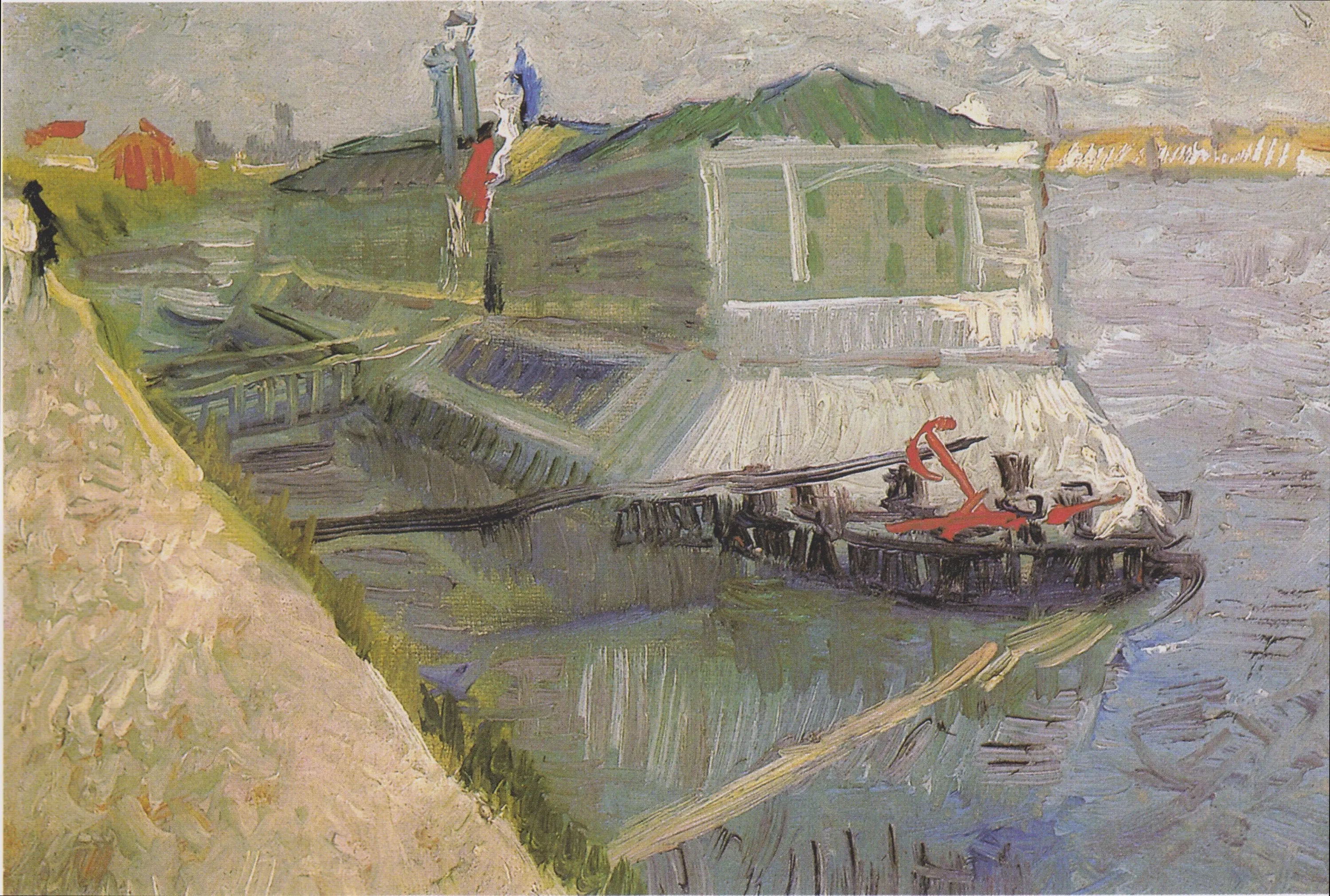 Reproduction du tableau « Le bateau-blanchisserie sur la Seine à Asnières - Vincent van Gogh » par Alpha Reproduction en peinture à l’huile