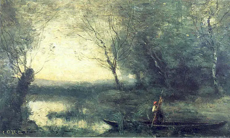 Båtsmannen, kvällen - Jean-Baptiste Camille Corot