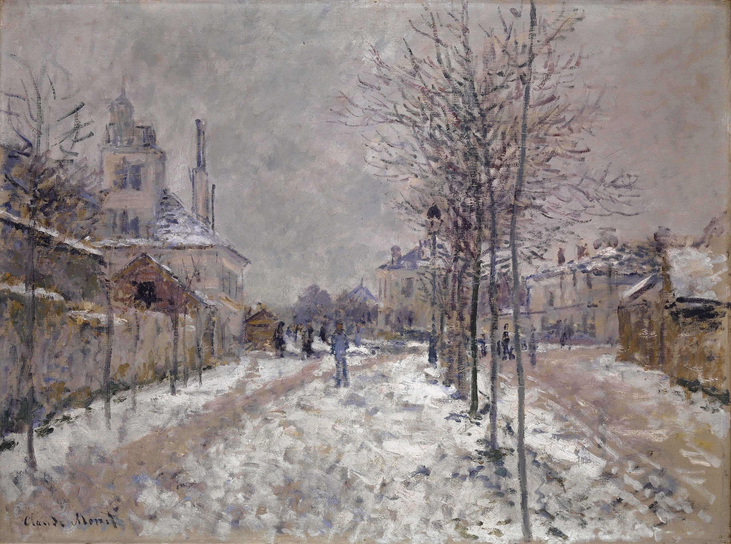 Boulevarden i Pontoise i Argenteuil, snö - Claude Monet
