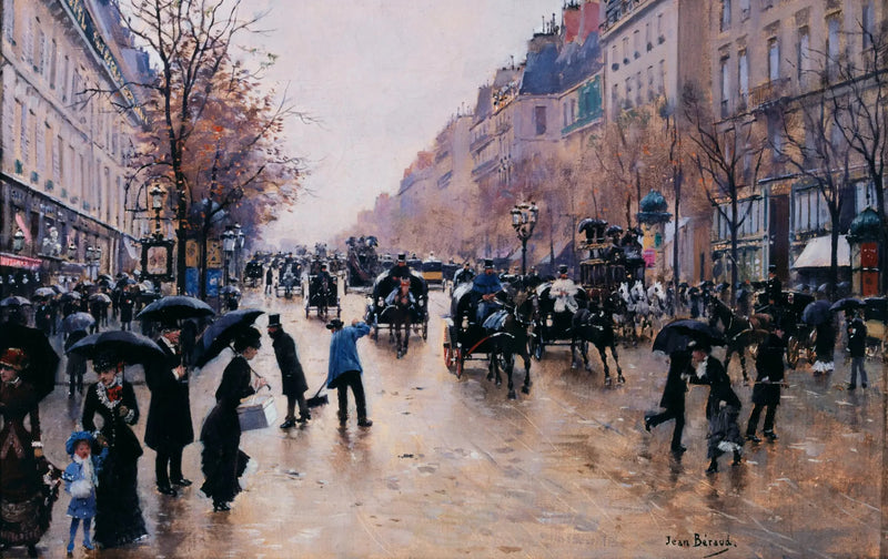 Boulevard Poissonnière i regnet - Jean Béraud