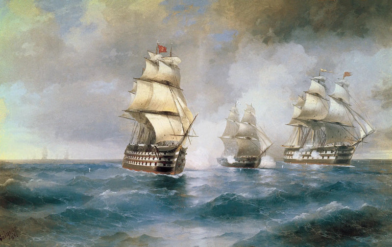 Brickan « Mercure » attackerad av två turkiska fartyg - Ivan Aïvazovski