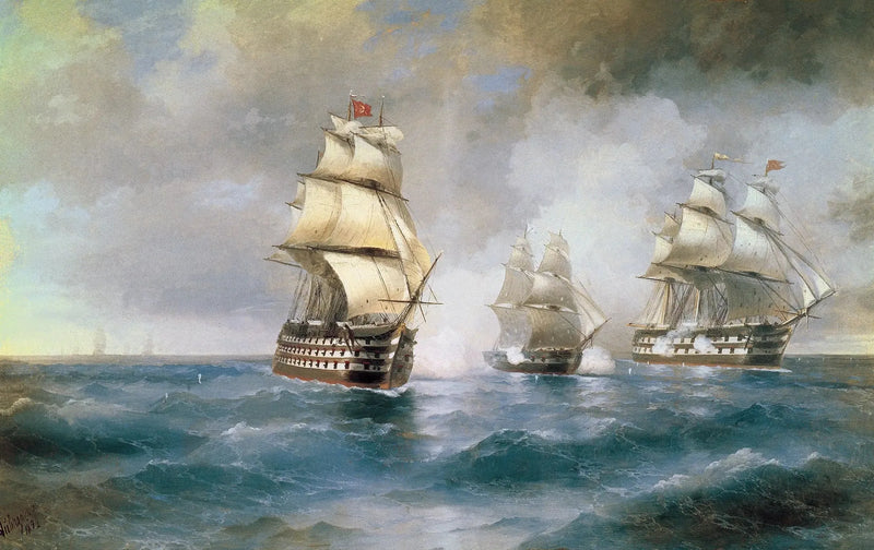 Brickan « Mercure » attackerad av två turkiska fartyg - Ivan Aïvazovski