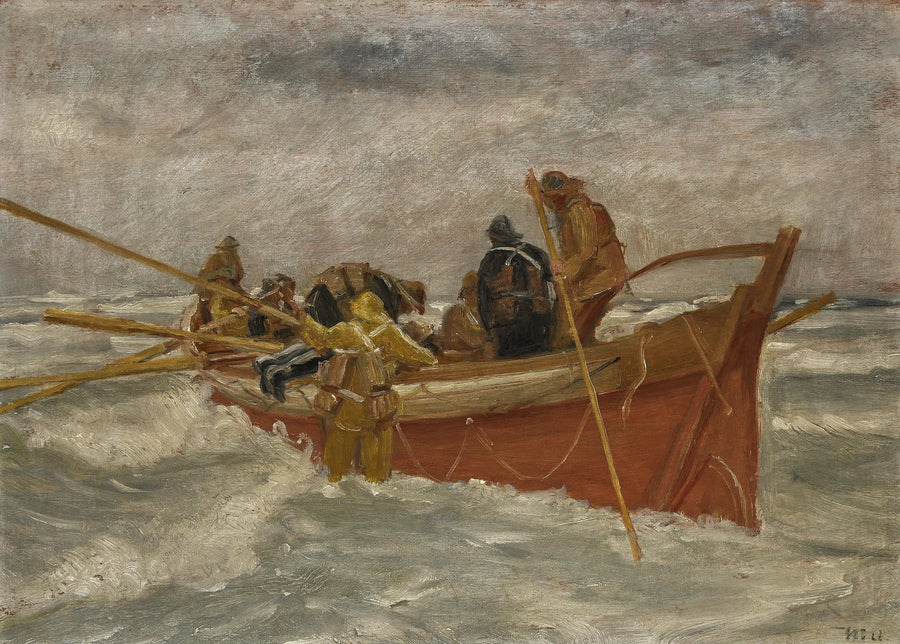 Le canot de sauvetage prend la mer. Étudiez. - Michael Peter Ancher