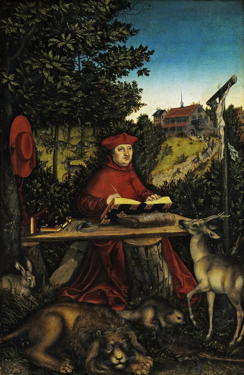 Cardinal Albert de Brandenburg (1490-1545) i rollen som Sankt Jerome - Lucas Cranach den äldre