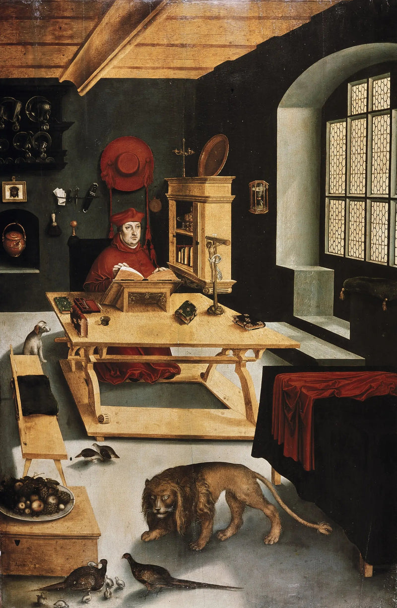 Kardinalen Albrecht von Brandenburg, ärkebiskop av Mainz, avbildad som helige Jerome i sitt arbetsrum - Lucas Cranach den äldre