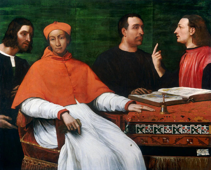 Cardinal Bandinello Sauli, hans sekreterare och två geografiska - Sebastiano del Piombo