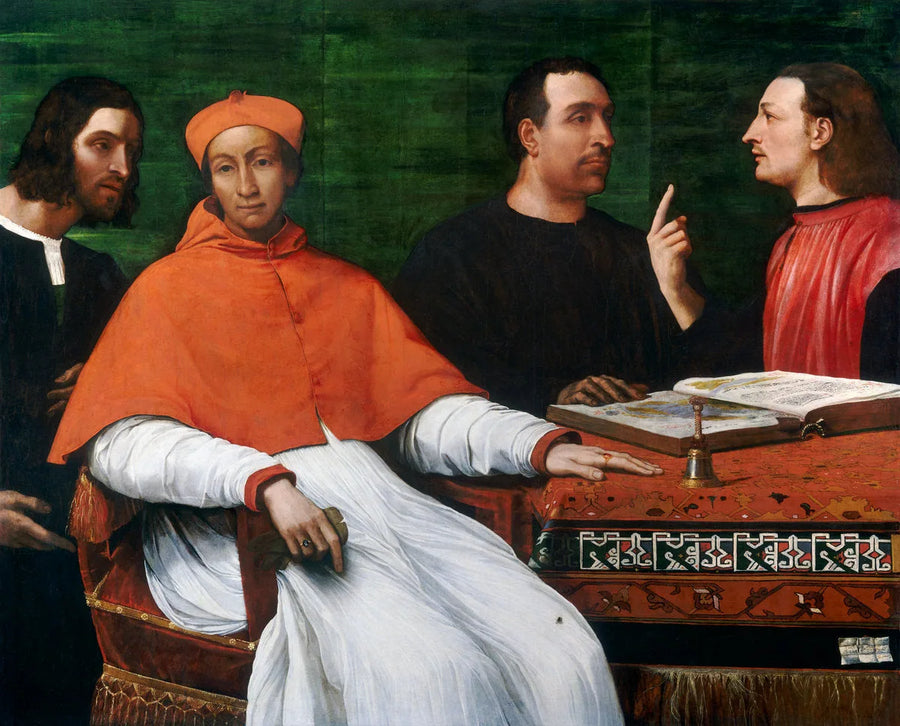 Cardinal Bandinello Sauli, hans sekreterare och två geografiska - Sebastiano del Piombo