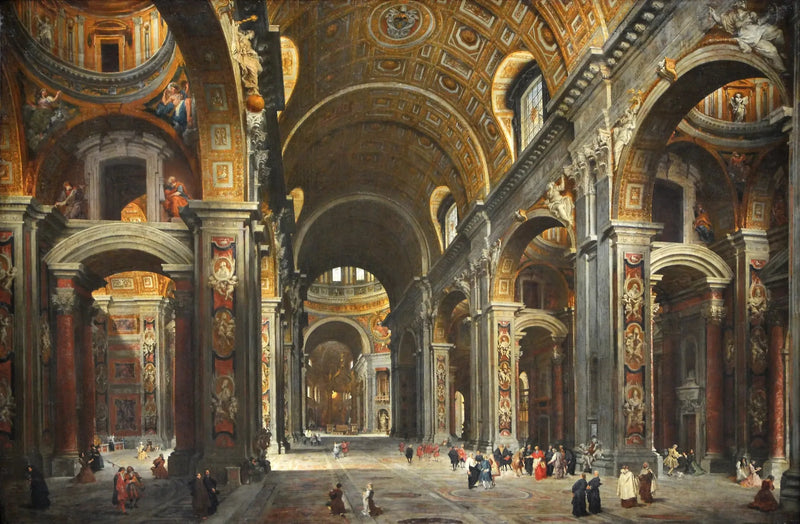 Kardinalen Melchior de Polignac som besöker Saint-Pierre i Rom - Giovanni Paolo Panini