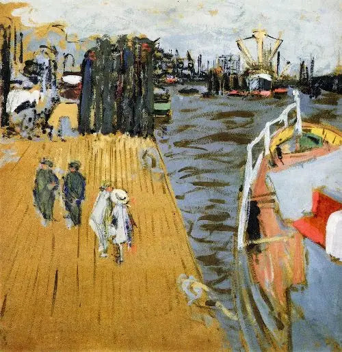 Lastfartyget vid kajen, Hamburg - Édouard Vuillard