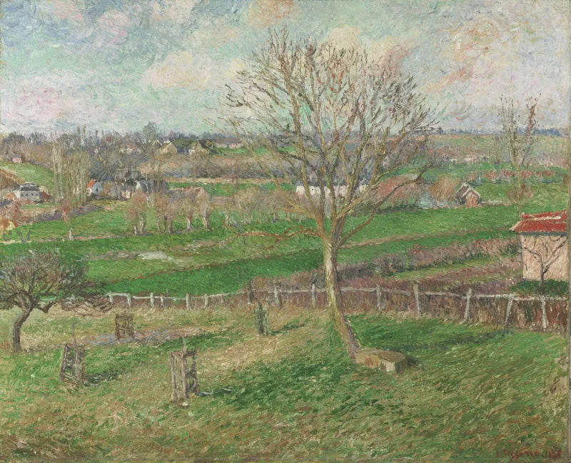 Fältet och den stora valnötsträdet på vintern, Eragny - Camille Pissarro