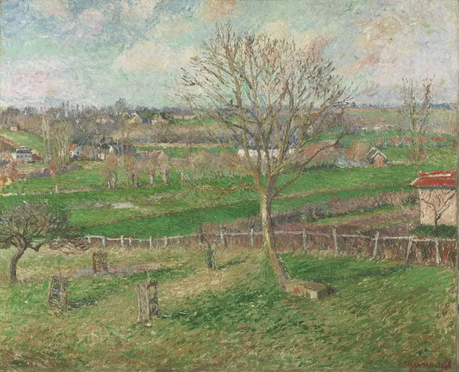 Fältet och den stora valnötsträdet på vintern, Eragny - Camille Pissarro