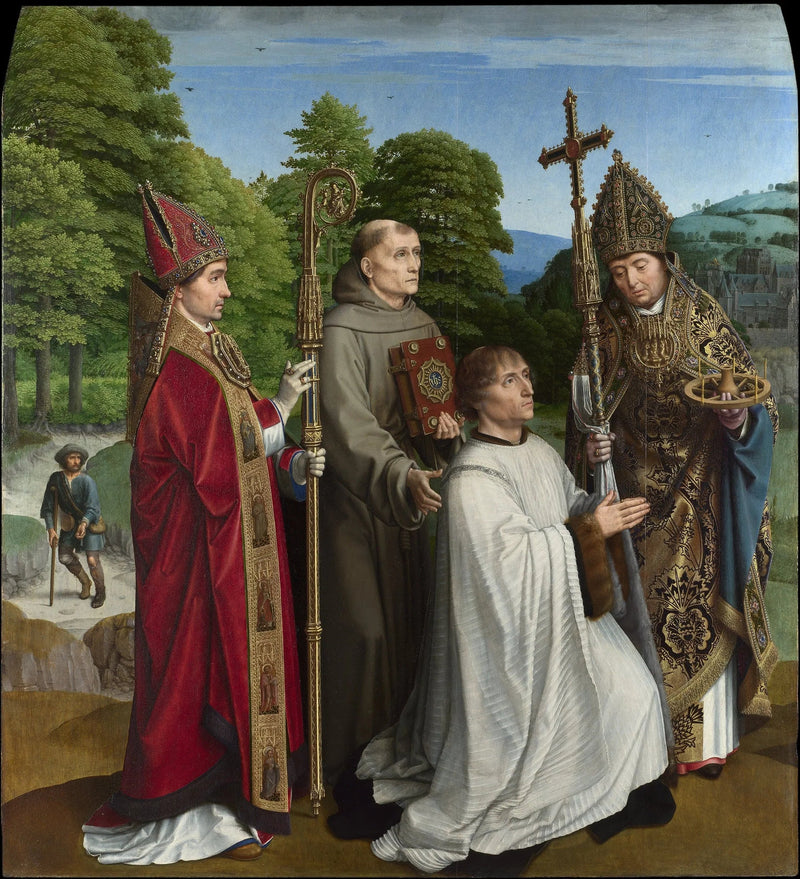Kanonikus Bernardijn Salviati och tre helgon - Gérard David
